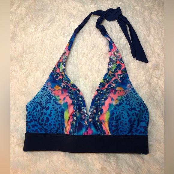 🩷🦋Colorful Halter Bikini Top size Small🦋🩷 - Picture 1 of 9